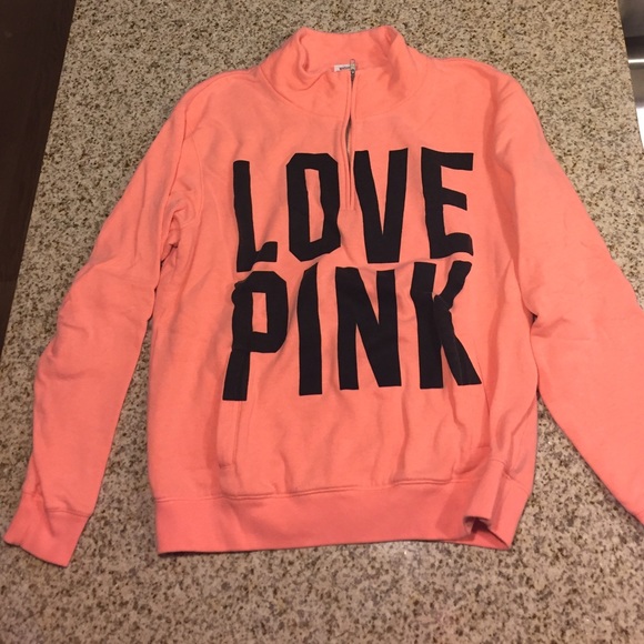 PINK Medium Quarterzip - Orange - Picture 1 of 3
